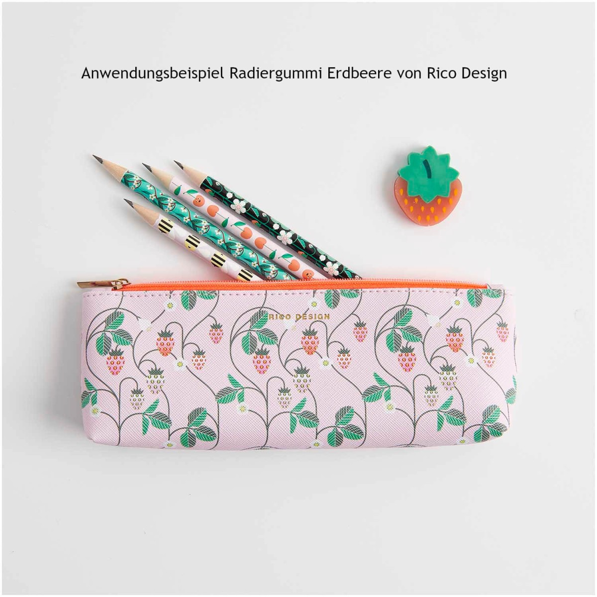 Anwendungsbeispiel Radiergummi Erdbeere von Rico Design