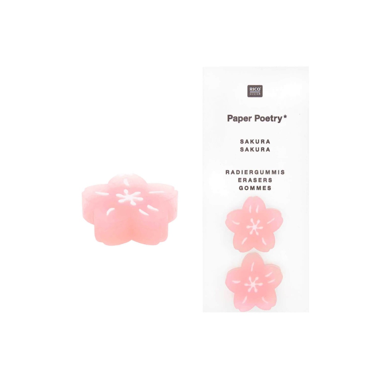 Radiergummis Sakura rosa-weiß von Rico Design