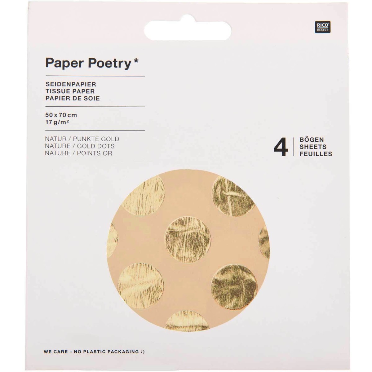Seidenpapier natur Punkte goldfarben 4 Bogen