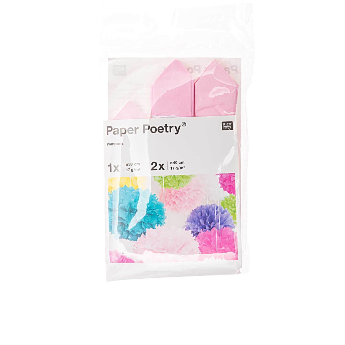 Seidenpapierpompons rosa 3 Stück
