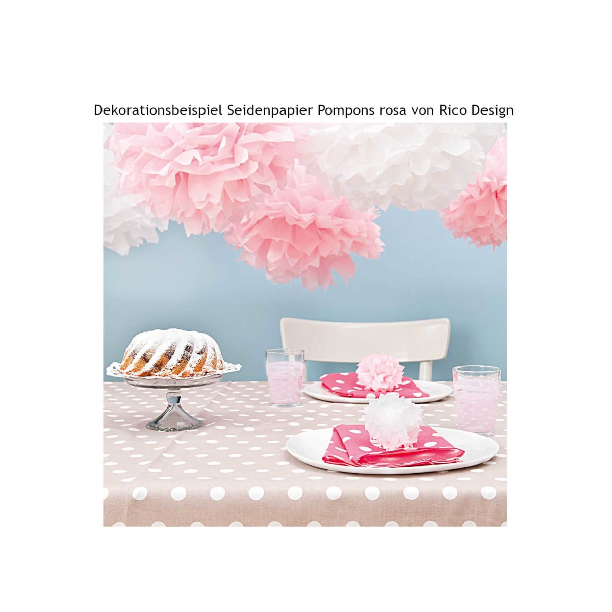 Dekorationsbeispiel Papier Pompons von Rico Design