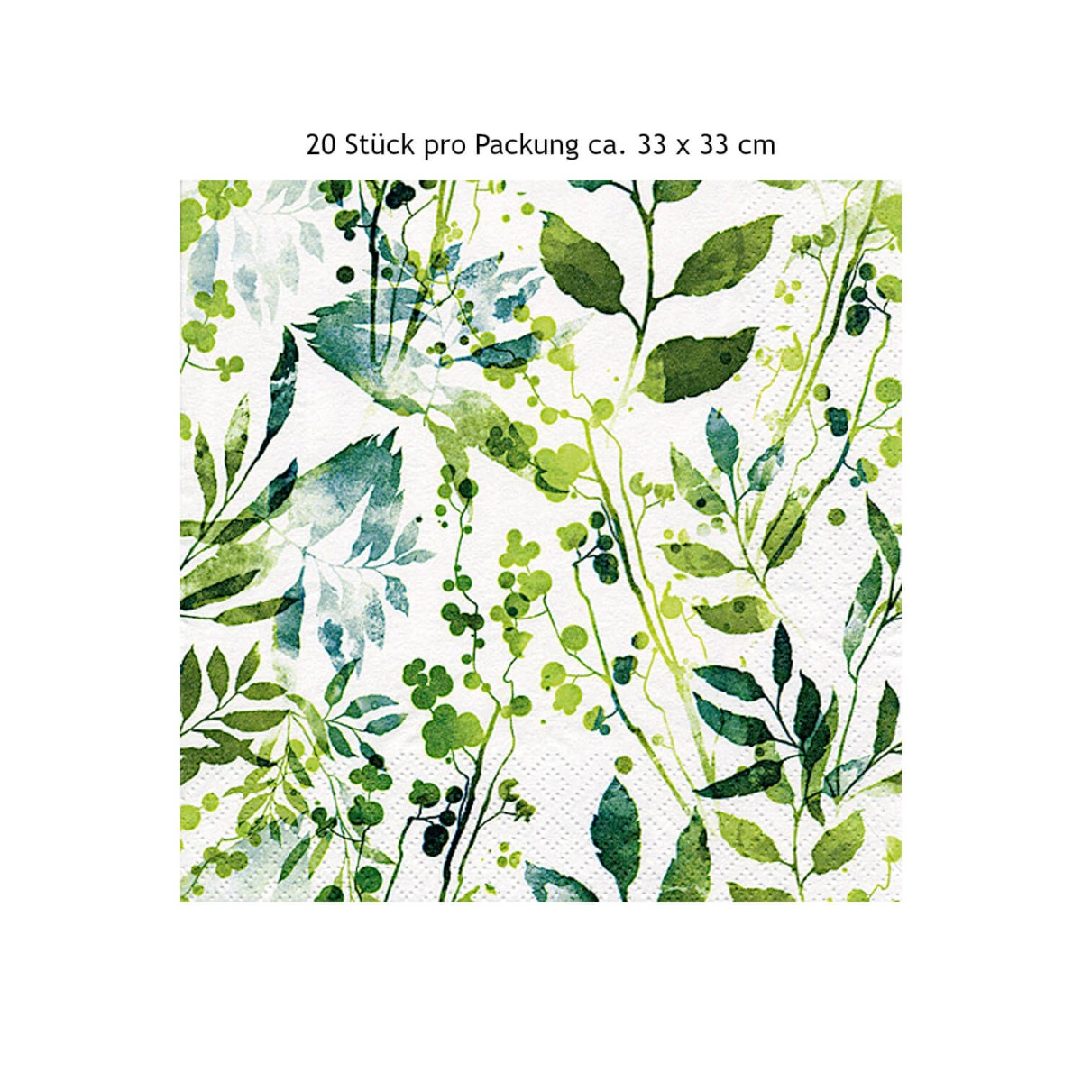 Servietten Boho Leaves & Herbs green 20 Stück Packung