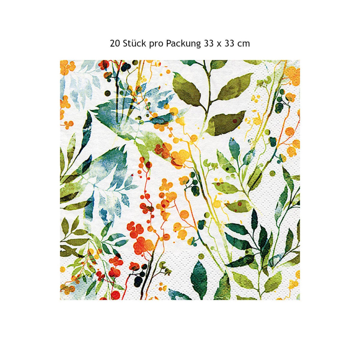 Serviette Boho Leaves & Herbs multi 20 Stück Packung