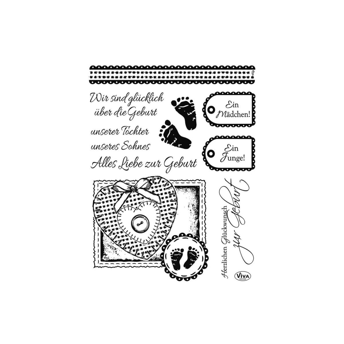 Silikonstempel Geburt 11-teilig von Viva Decor