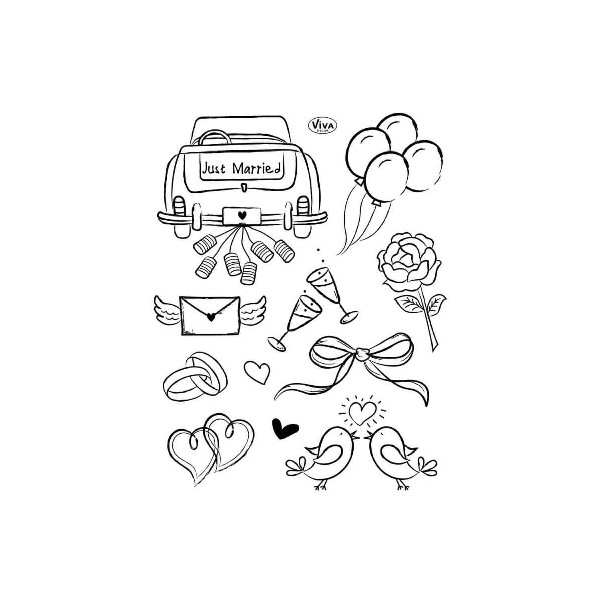 Silikonstempel Just Married 10-teilig transparent