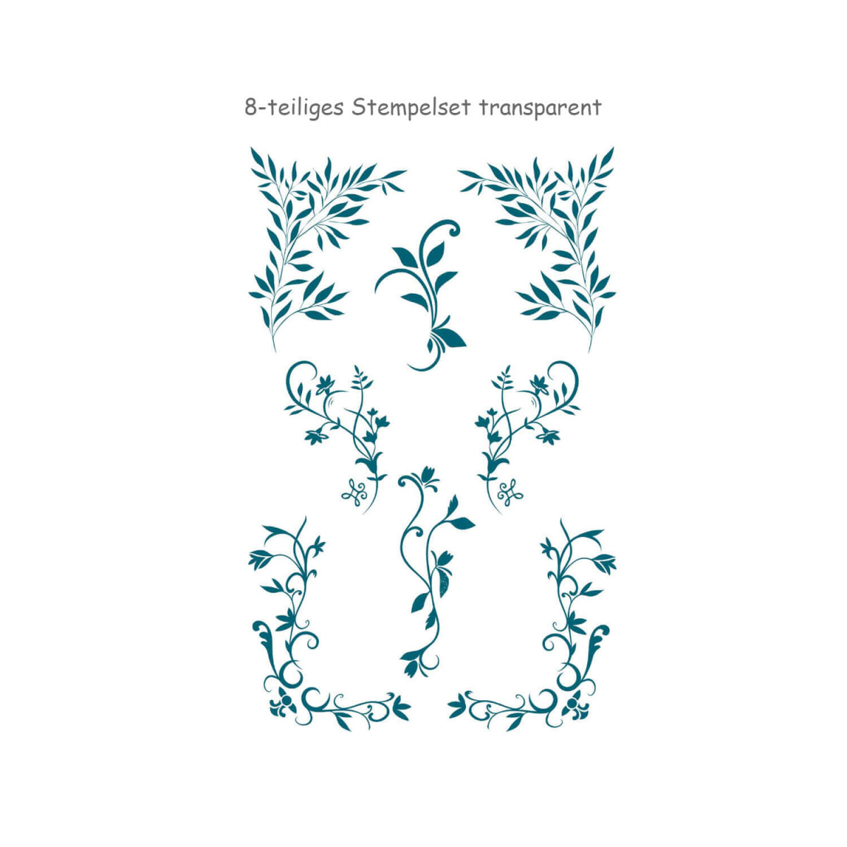 Silikonstempel florale Schnörkel 8-teilig transparent