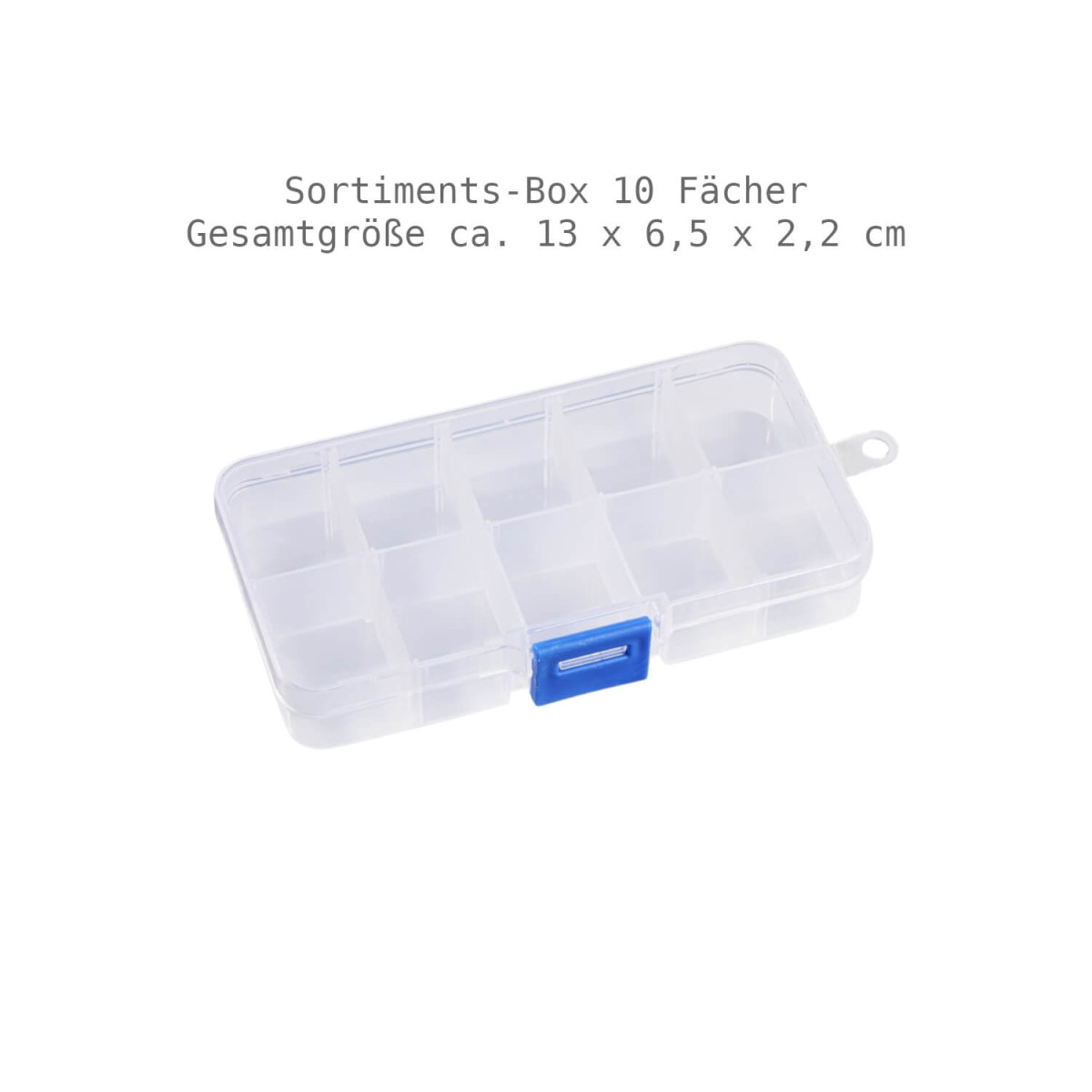 Sortiments-Box Kunststoff durchsichtig 10 Fächer 13x6,5 cm 