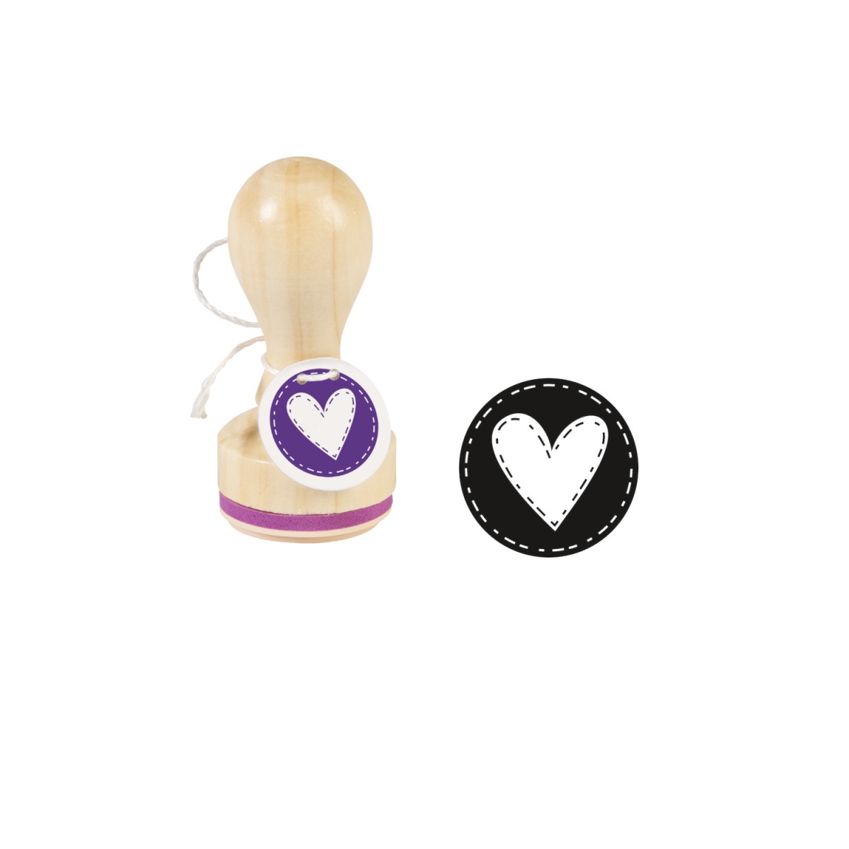 Stempel Herz Stitches 32 mm mit Motivabbildung