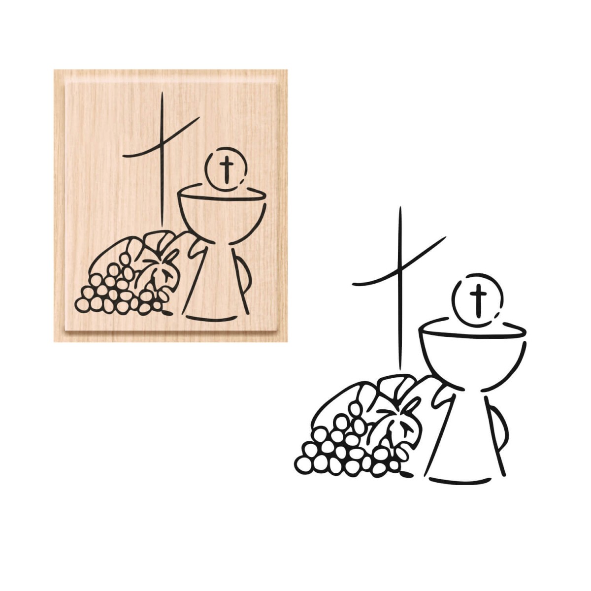 Stempel "Kelch, Brot, Wein" mit Motivabbildung