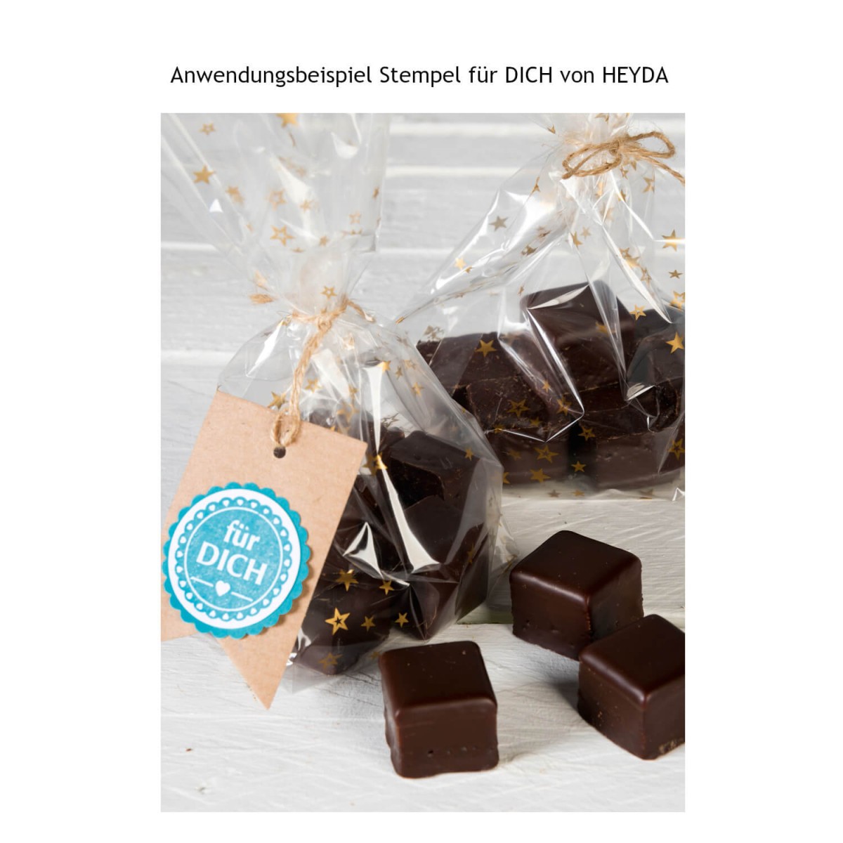 Beispielanwendung Holzstempel für DICH von HEYDA