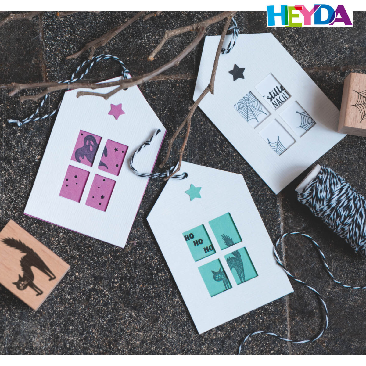 Gestaltungsbeispiele mit Holzstempel-Set Halloween