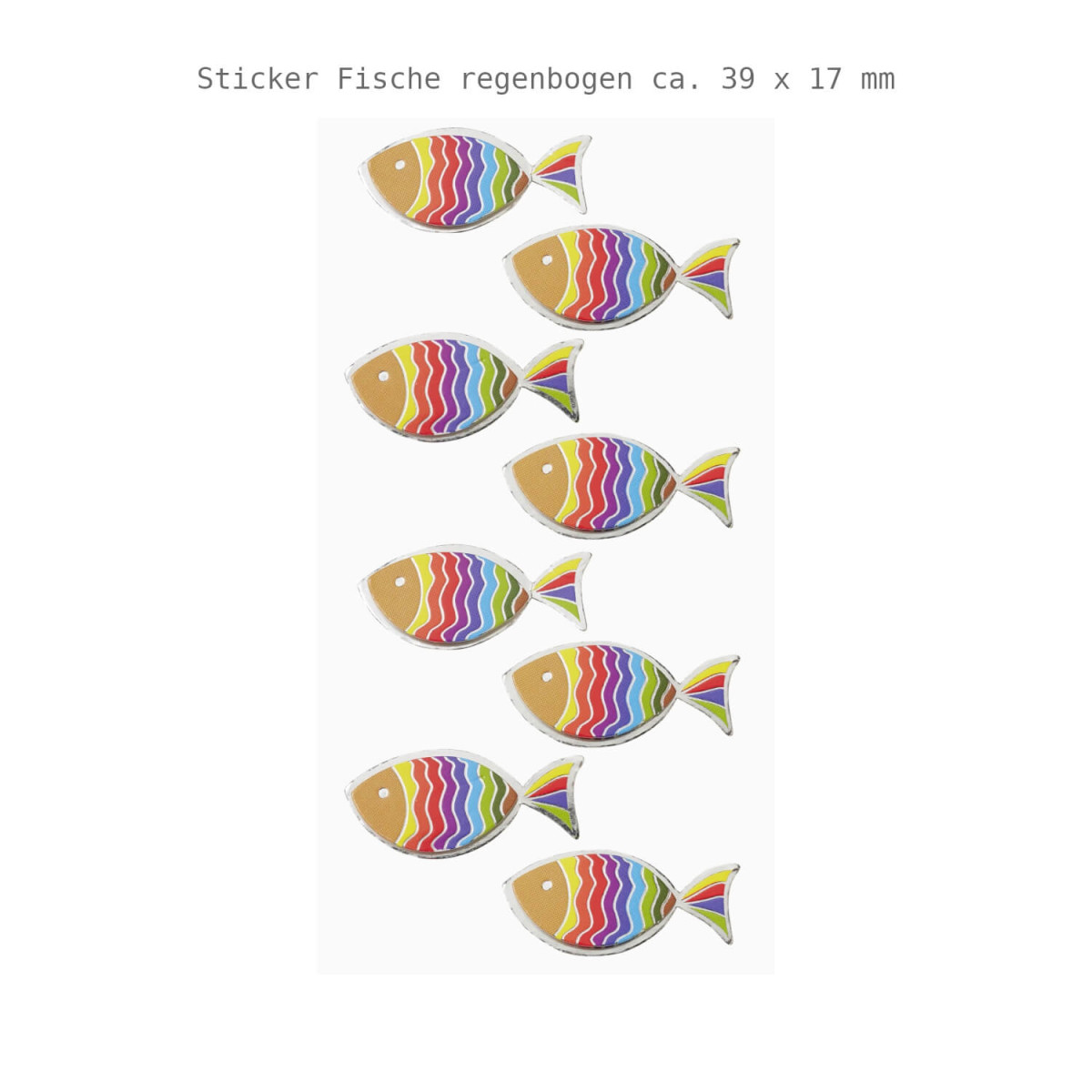 Sticker Fische Regenbogenfarben 8 Stück 39 x 17 mm