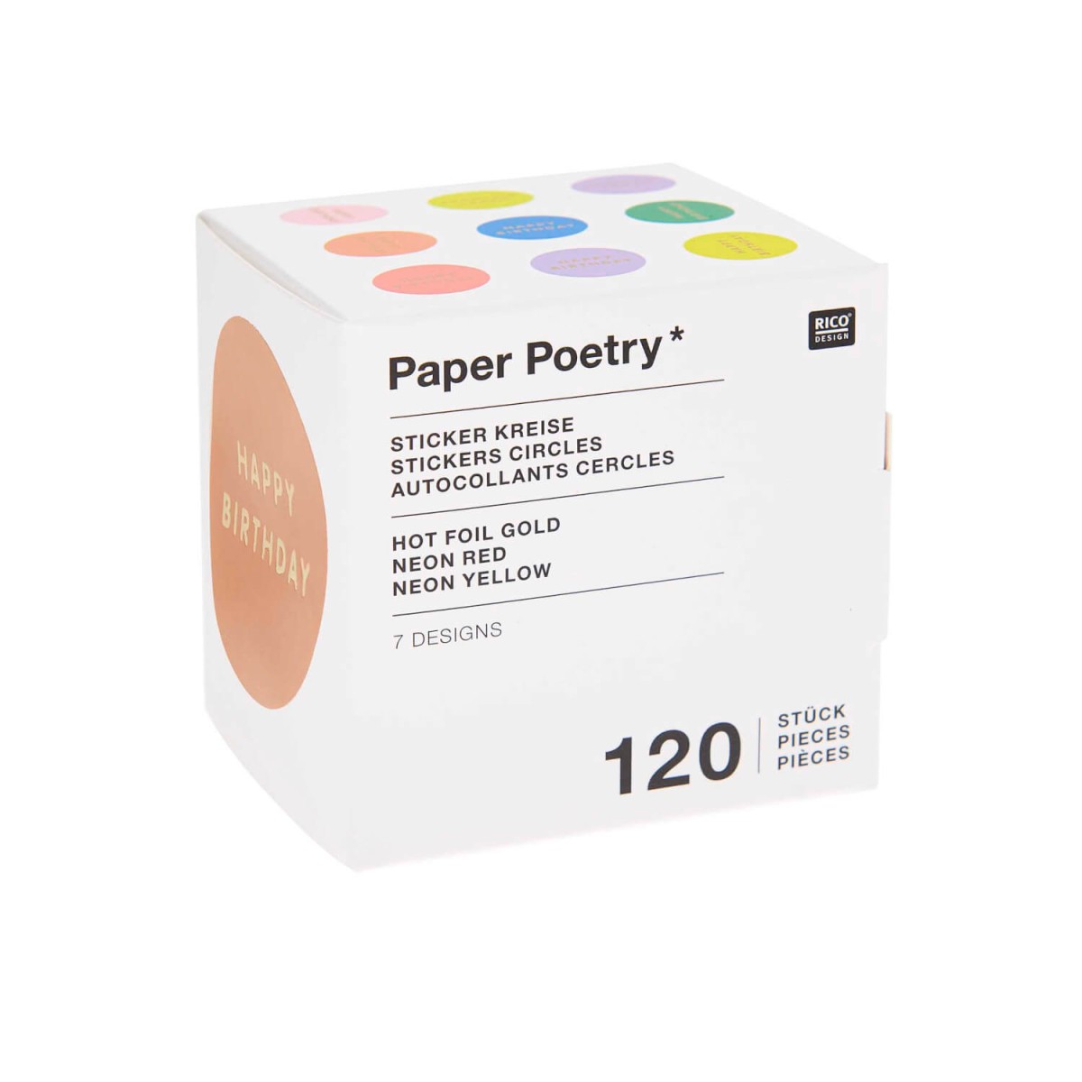 Stickerpackung mit 120 Stück Aufschrift Happy Birthday