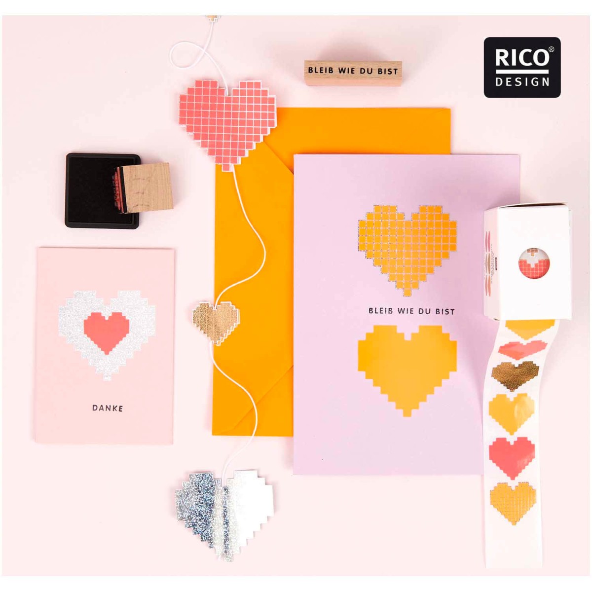 Kombinationsmöglichkeiten mit Paper Poetry Sticker Herzen Pixel