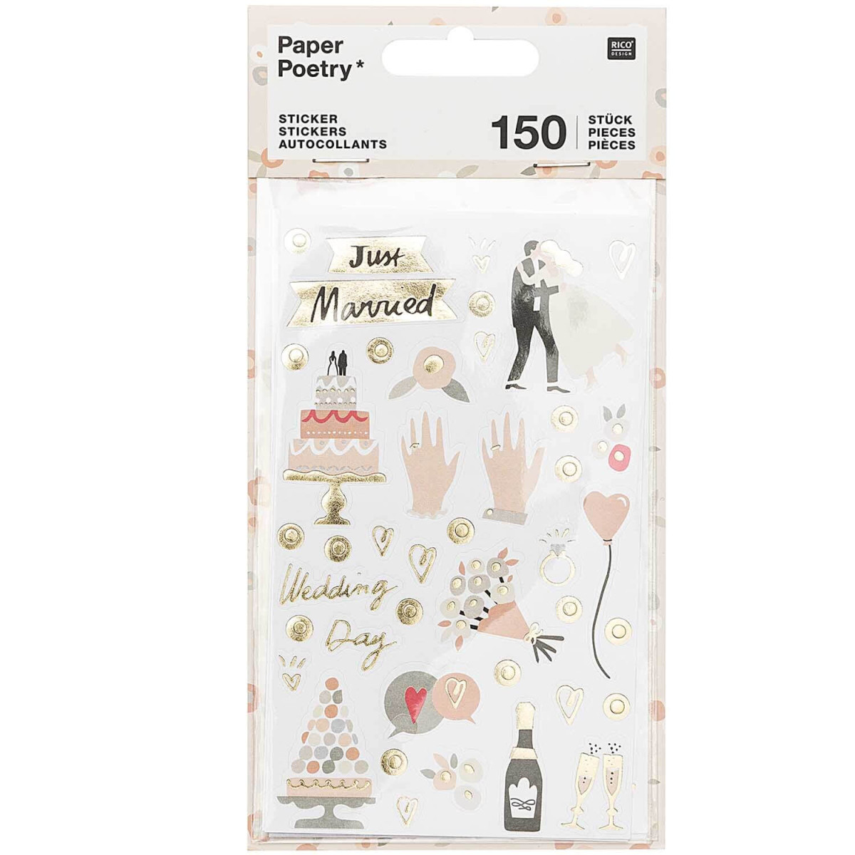 Sticker Hochzeit 4 Blatt 150  Sticker
