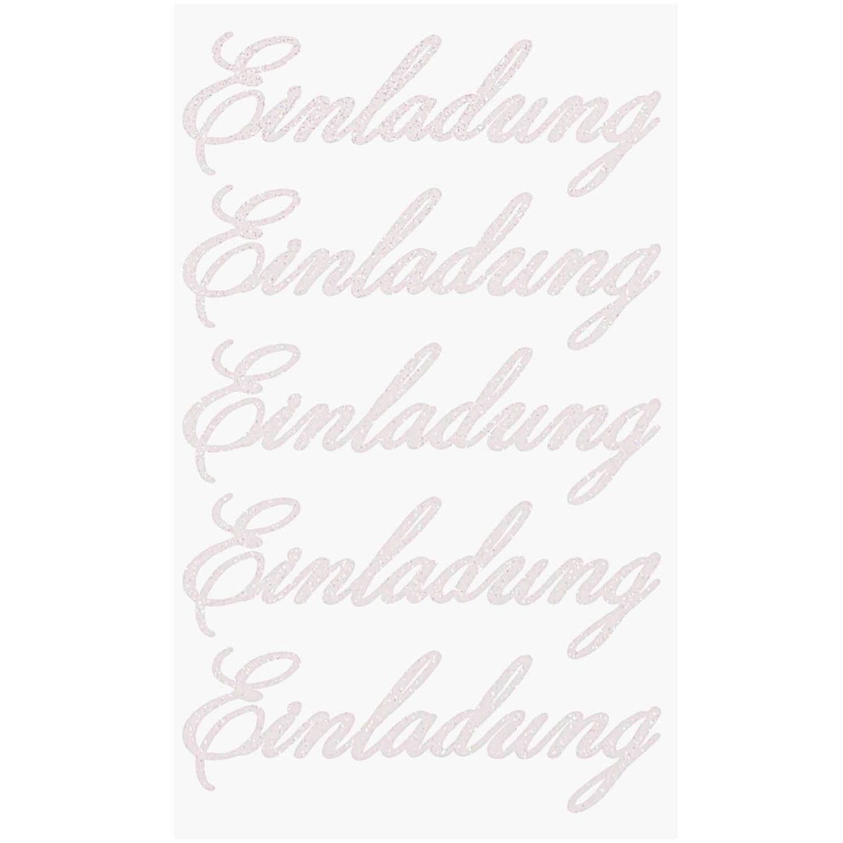 Stickerschrift Einladung Glitter weiß Detailansicht