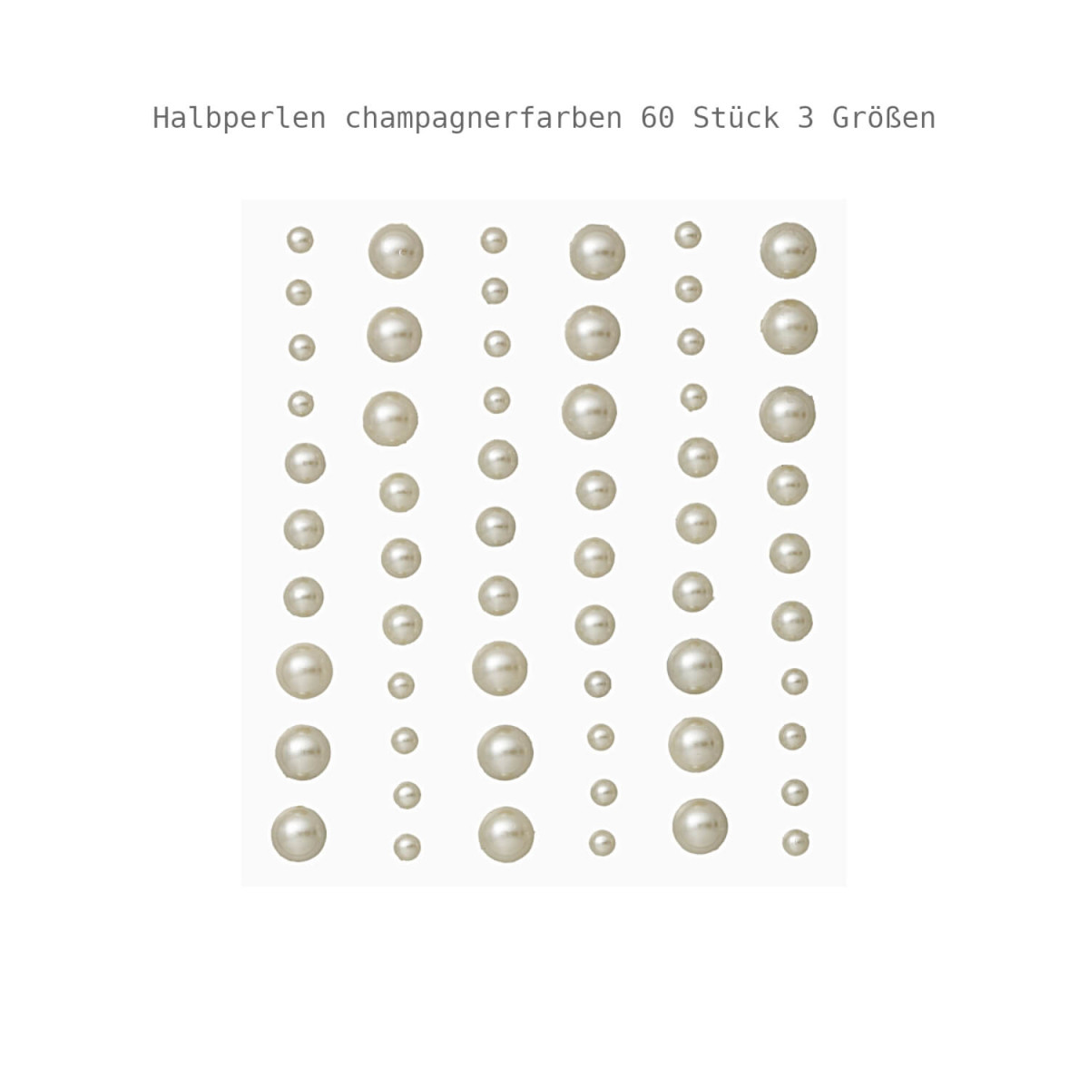STONY-Sticker Halbperlen champagnerfarben in 3 Größen 60 Stück