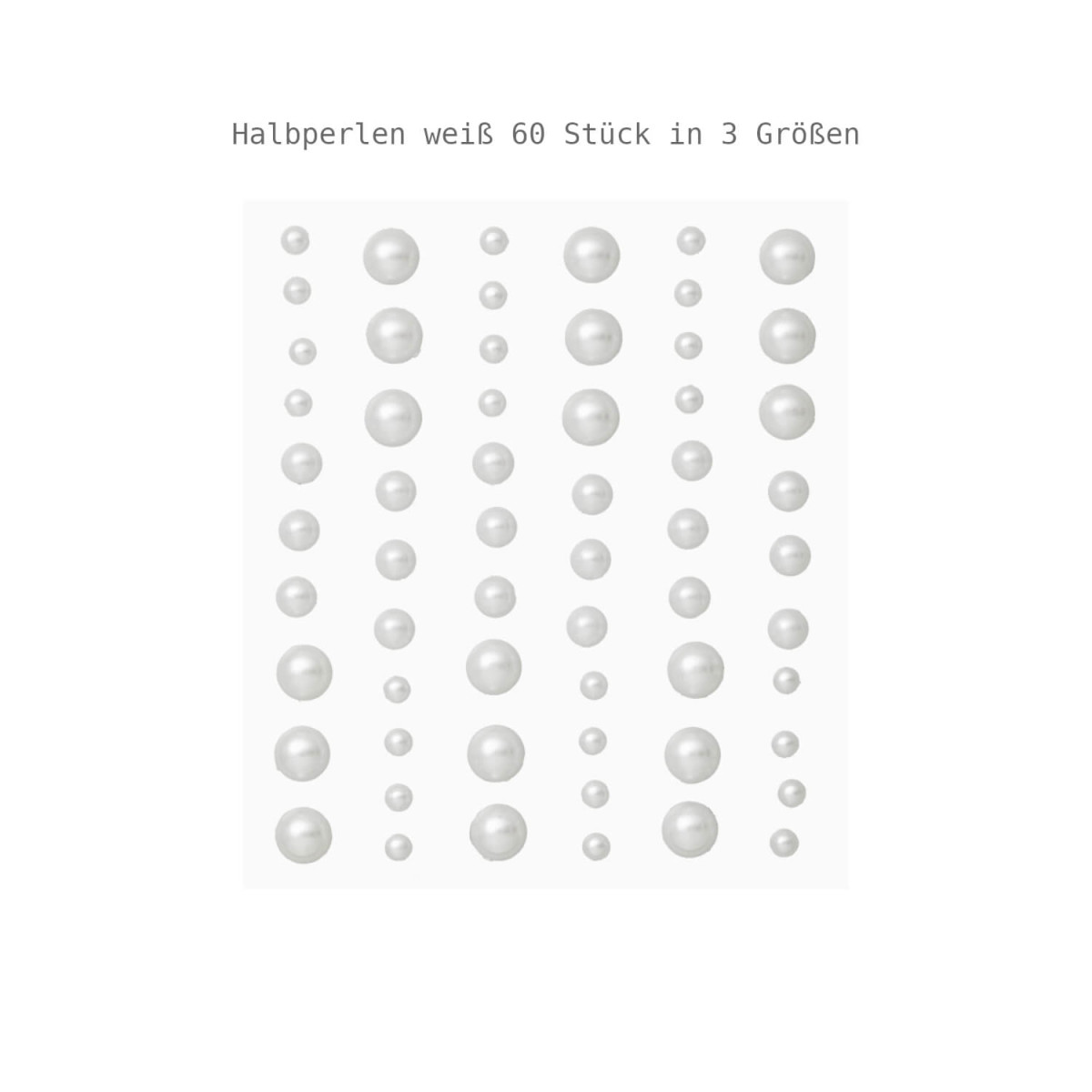 STONY-Sticker Halbperlen weiß 60 Stück in 3 Größen