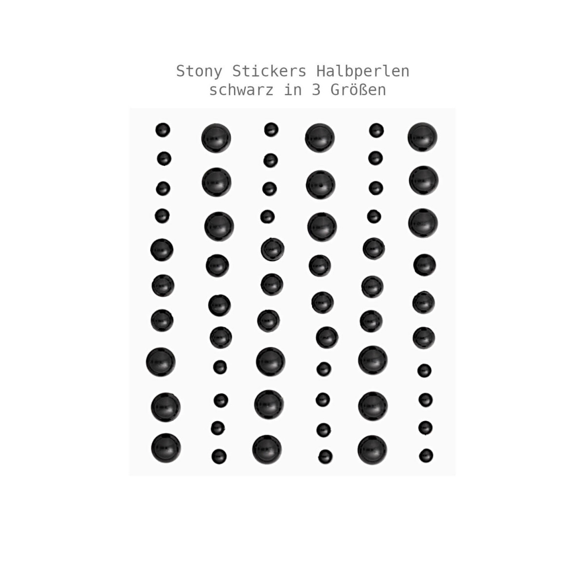 STONY-Sticker Halbperlen schwarz 60 Stück in 3 Größen