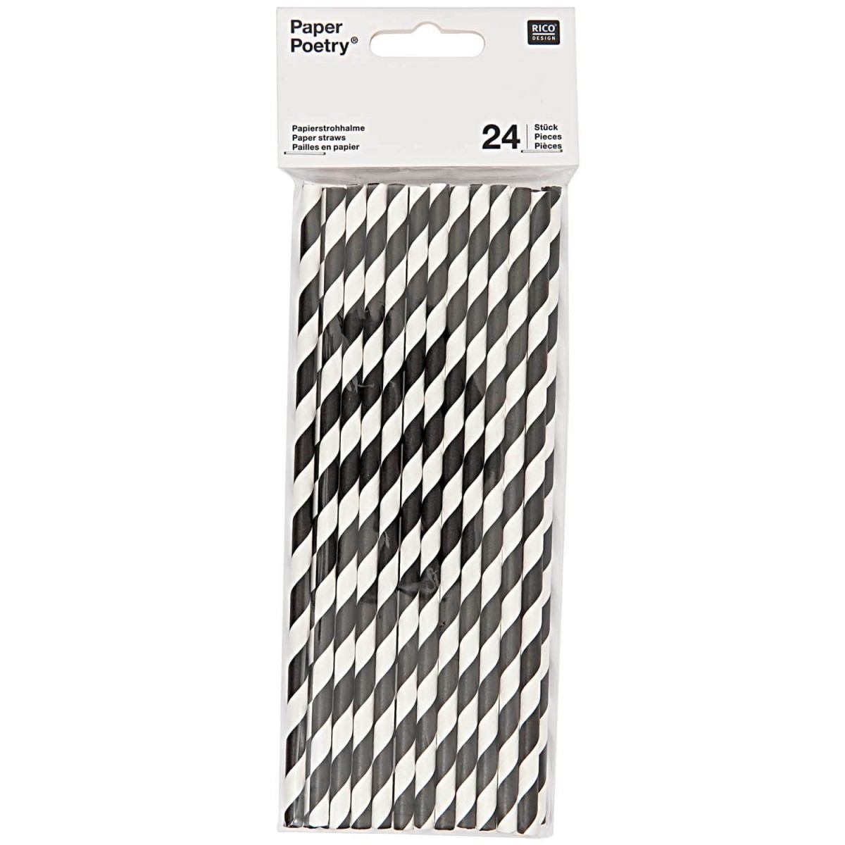 Paper Poetry Papierstrohhalme weiß schwarz