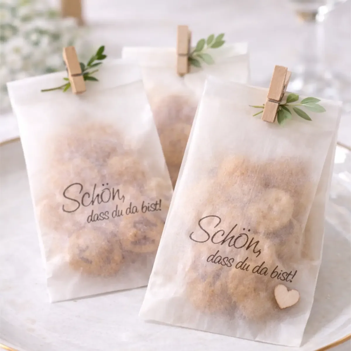 Gastgeschenk-Tütchen mit Stempel verzieren