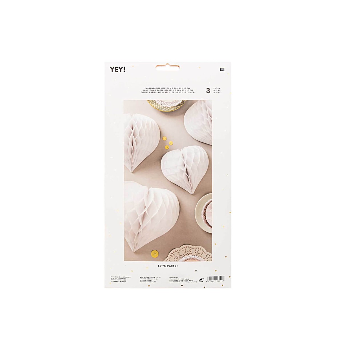 weiße Herzen aus Wabenpapier von Rico Design