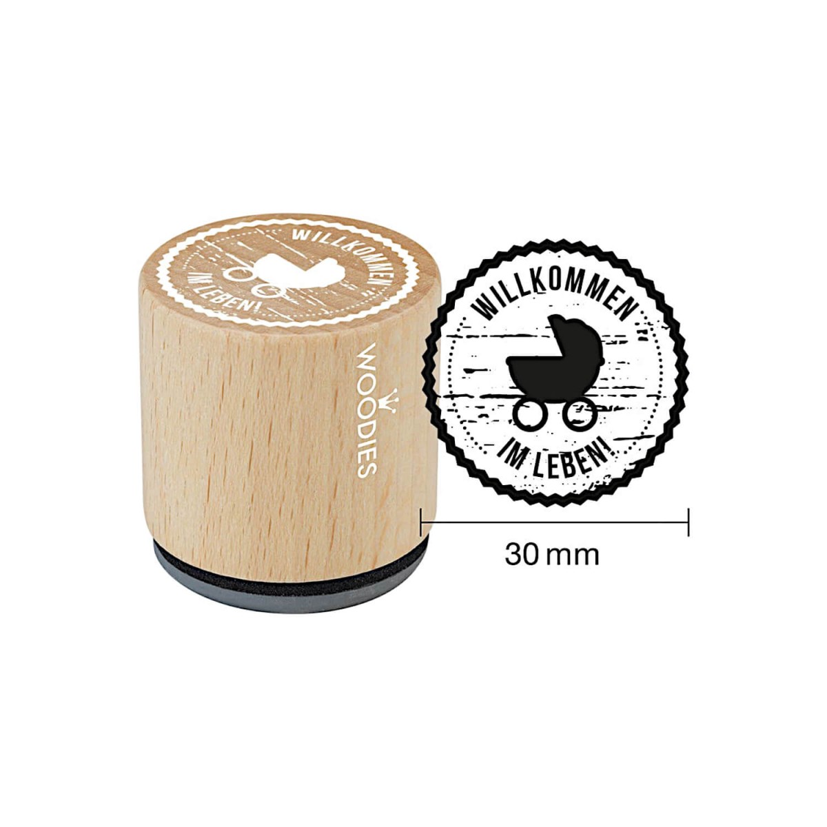 Woodies Stempel Willkommen im Leben 3cm