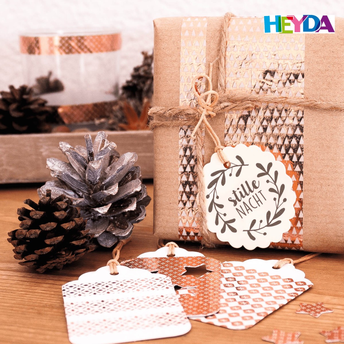 Geschenkanhänger Beispiel mit Holzstempel Stille Nacht