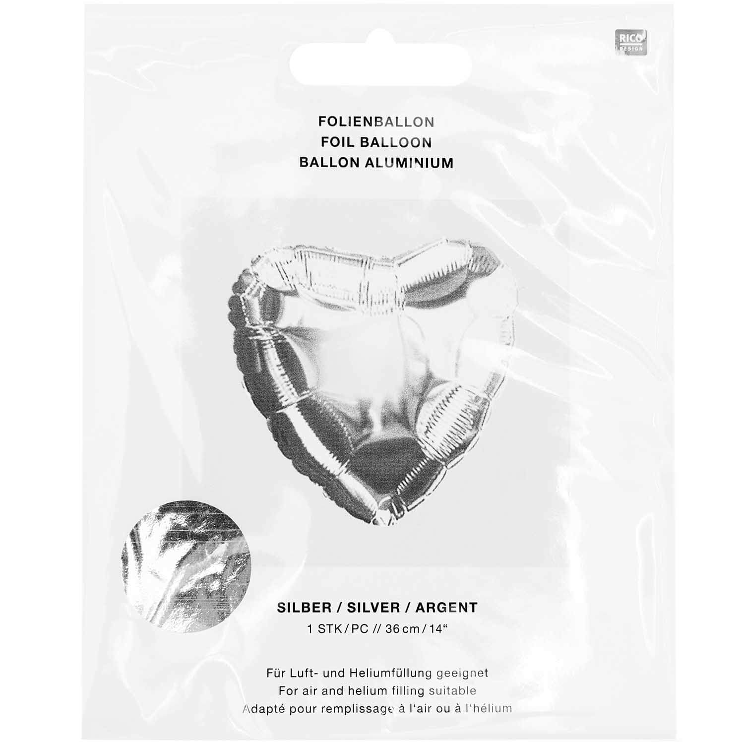 Folienballon Herz silber