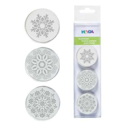 Acrylstempel im 3er Set mit Ornamenten und Kristallen