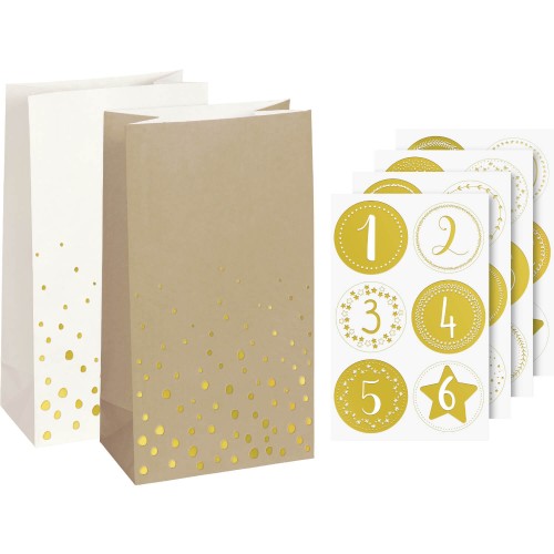 Adventskalender Set gold natur weiß