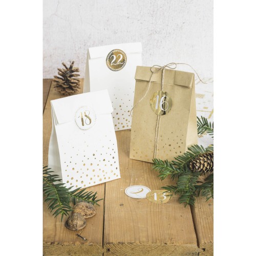 Verpackungsbeispiel für Adventskalenderset Papiertüten von HEYDA