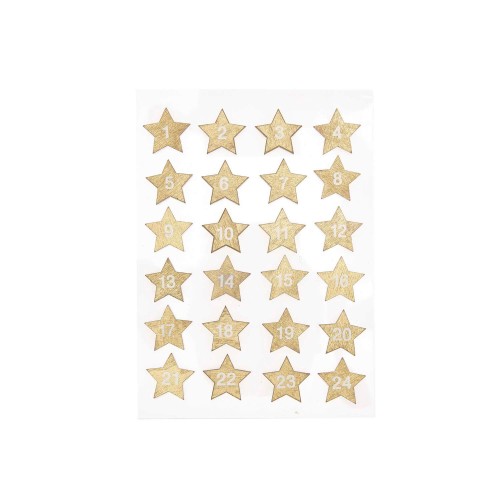 Ohhh! Lovely! Adventskalenderzahlen Sticker Holzsterne goldfarben