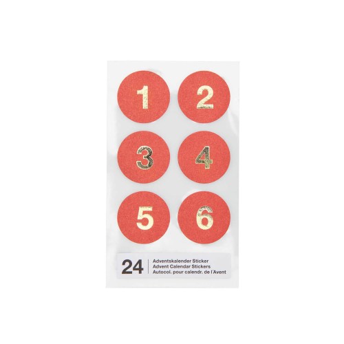 Adventskalender Zahlen Sticker rot