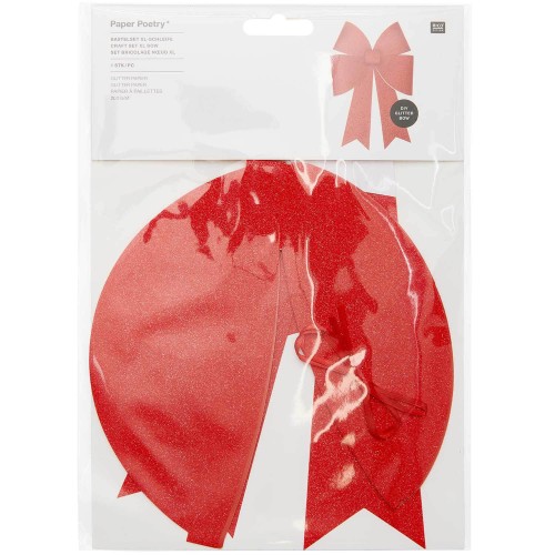 Verpacktes Bastelset XL-Schleife glitter rot matt