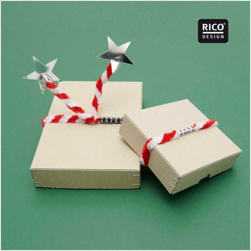 Geschenke verpacken mit Chenilledraht Beispiel