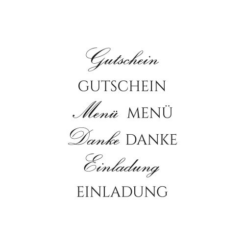 Stempelset transparent Gutschein Menü Danke Einladung