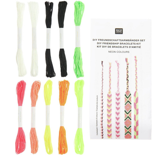 DIY Freundschaftsarmbänder Set Neon Colours Garne in einer Übersicht