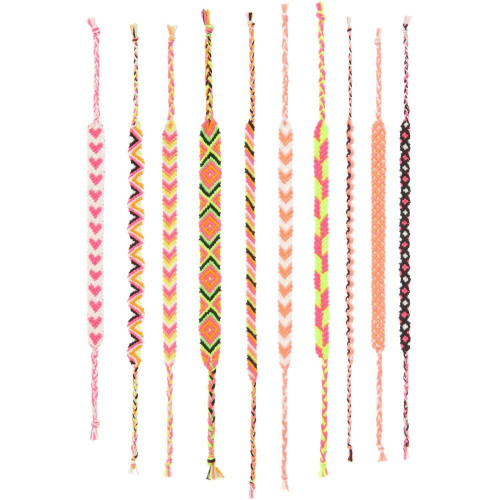 DIY Freundschaftsarmbänder Set Neon Colours Beispiele geknüpfte Armbänder