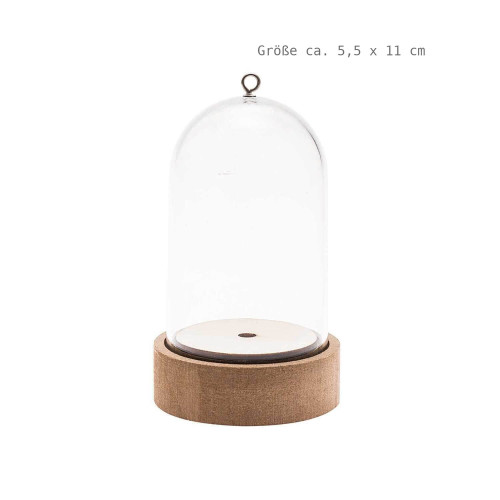 Dekohaube klein 55 × 110 mm - Acrylhaube mit MDF-Sockel