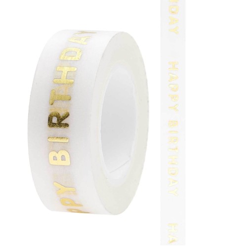 Dekotape Happy Birthday natural 10 m x 15 mm