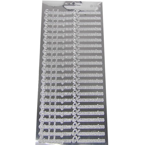 Konturensticker Einladung zur Kommunion silber-glänzend