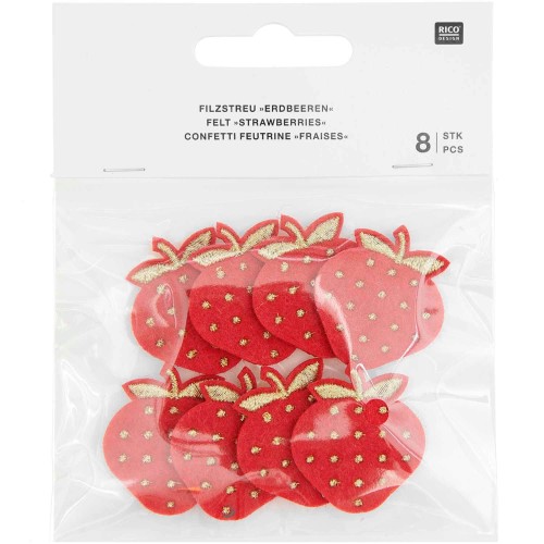 Filzstreu Erdbeere bestickt rot/gold von Rico Design