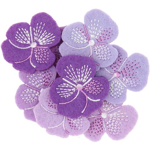 Filzstreu Stiefmütterchen bestickt violett