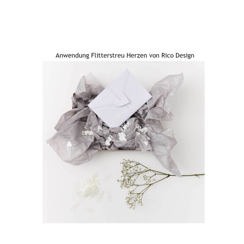 Dekobeispiel Flitterstreu Herzen creme von Rico Design