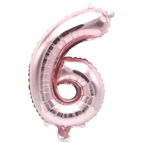 Folienballon Zahl 6 rosa 36 cm