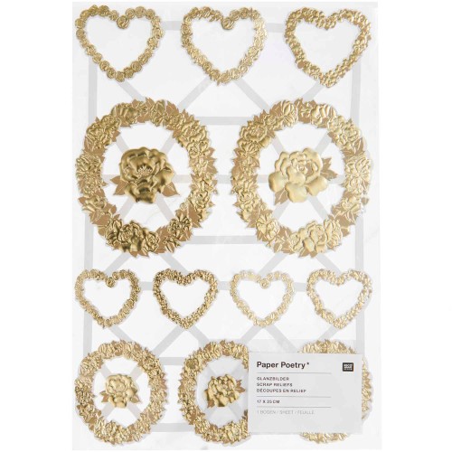 Glanzbilder Frames Gold 1 Blatt mit 12 Motiven