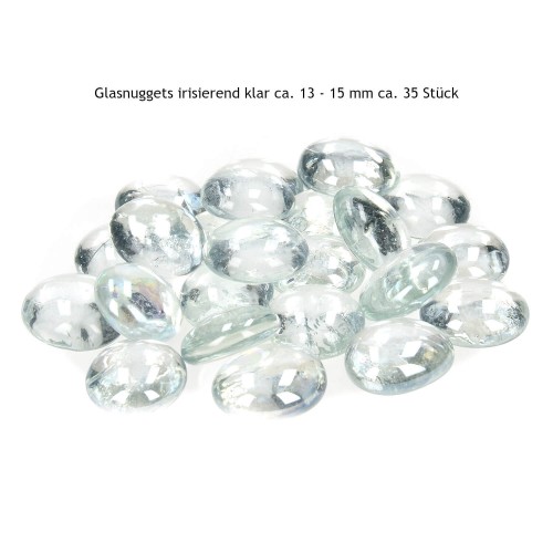 Nuggets Glas irisierend klar ca. 13 - 15 mm