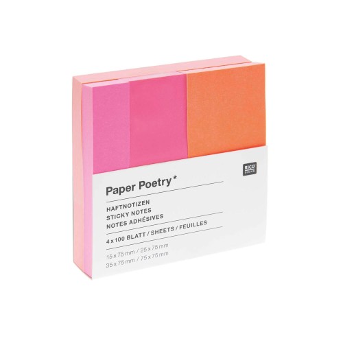Paper Poetry Haftnotizen Neon Orange Pink Mix