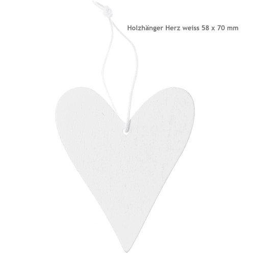 Holzhaenger Herz weiss ca. 58 x 70 mm